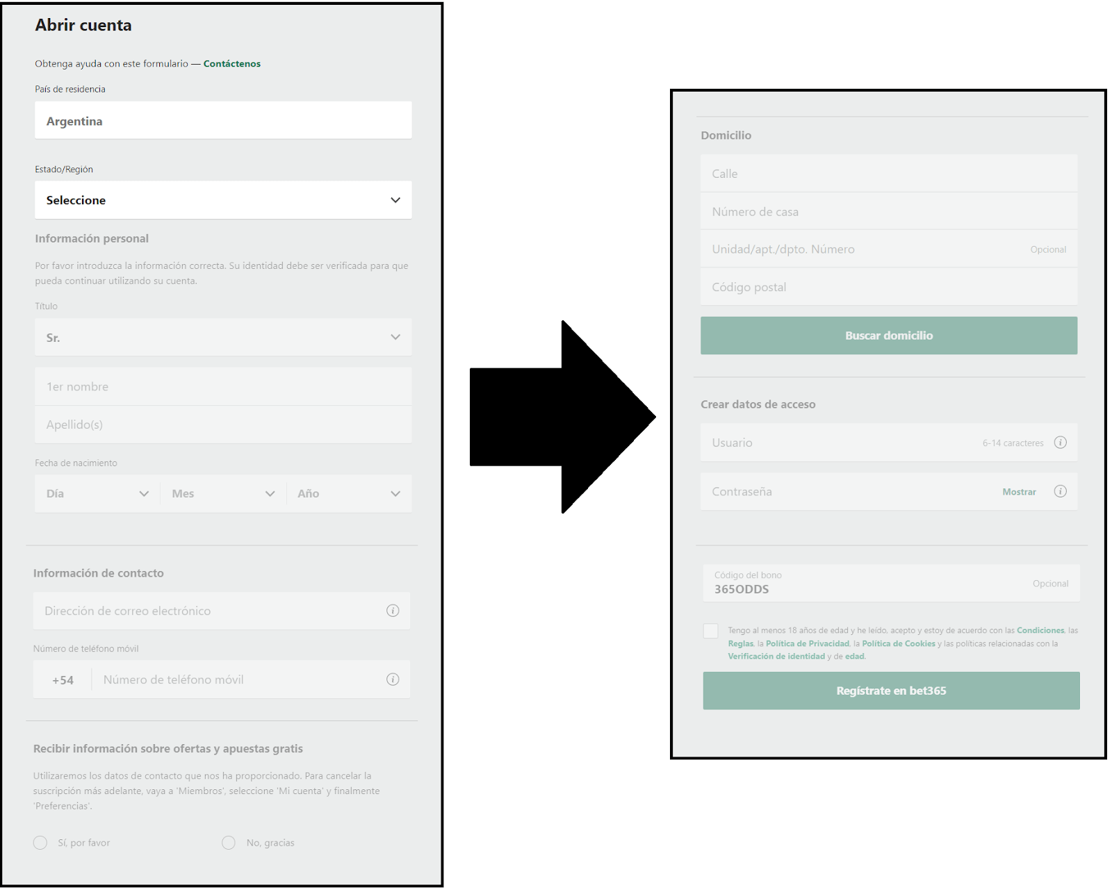 Registro en Bet365