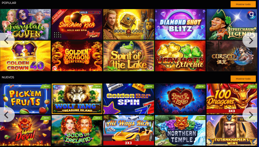 Juegos en Paripesa casino 