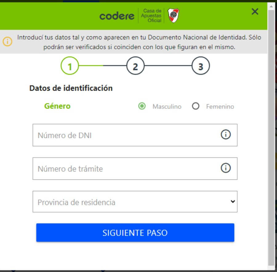 Registro en Codere